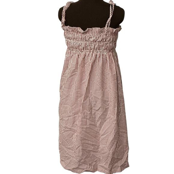 Buddy Love Pink Red Smocked Stripes Seersucker Shoulder Ties Lexi Dress Size L - Picture 6 of 12